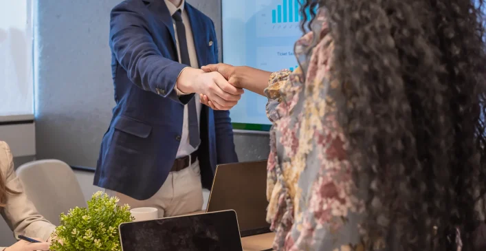 Two people handshaking